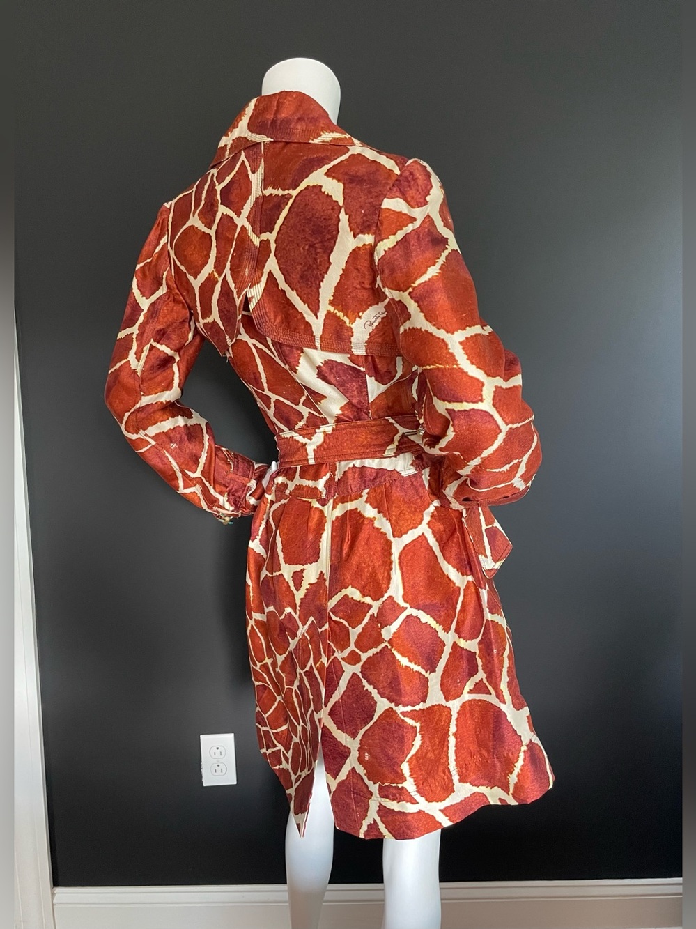 ROBERTO CAVALLI S/S 2006 Vintage Look #46 Giraffe Silk Trench Dress Coat 40IT - Picture 6 of 15